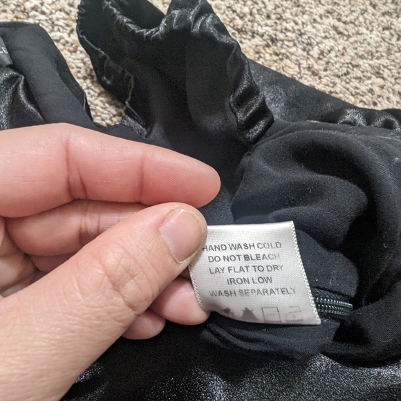 Majorelle Black Satin Cropped Puff Sleeve Top - Picture 11 of 11